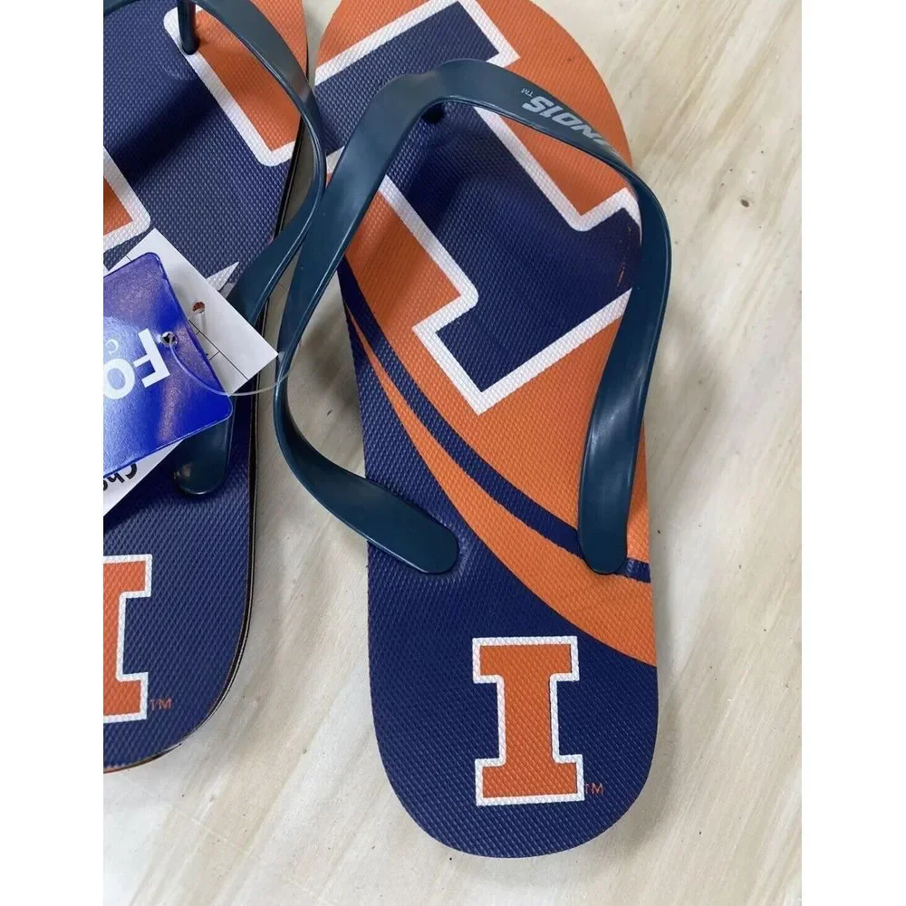 Illinois Fighting Illini NCAA Team Name Logo Flip Flops New Size Medium Mens 7-8